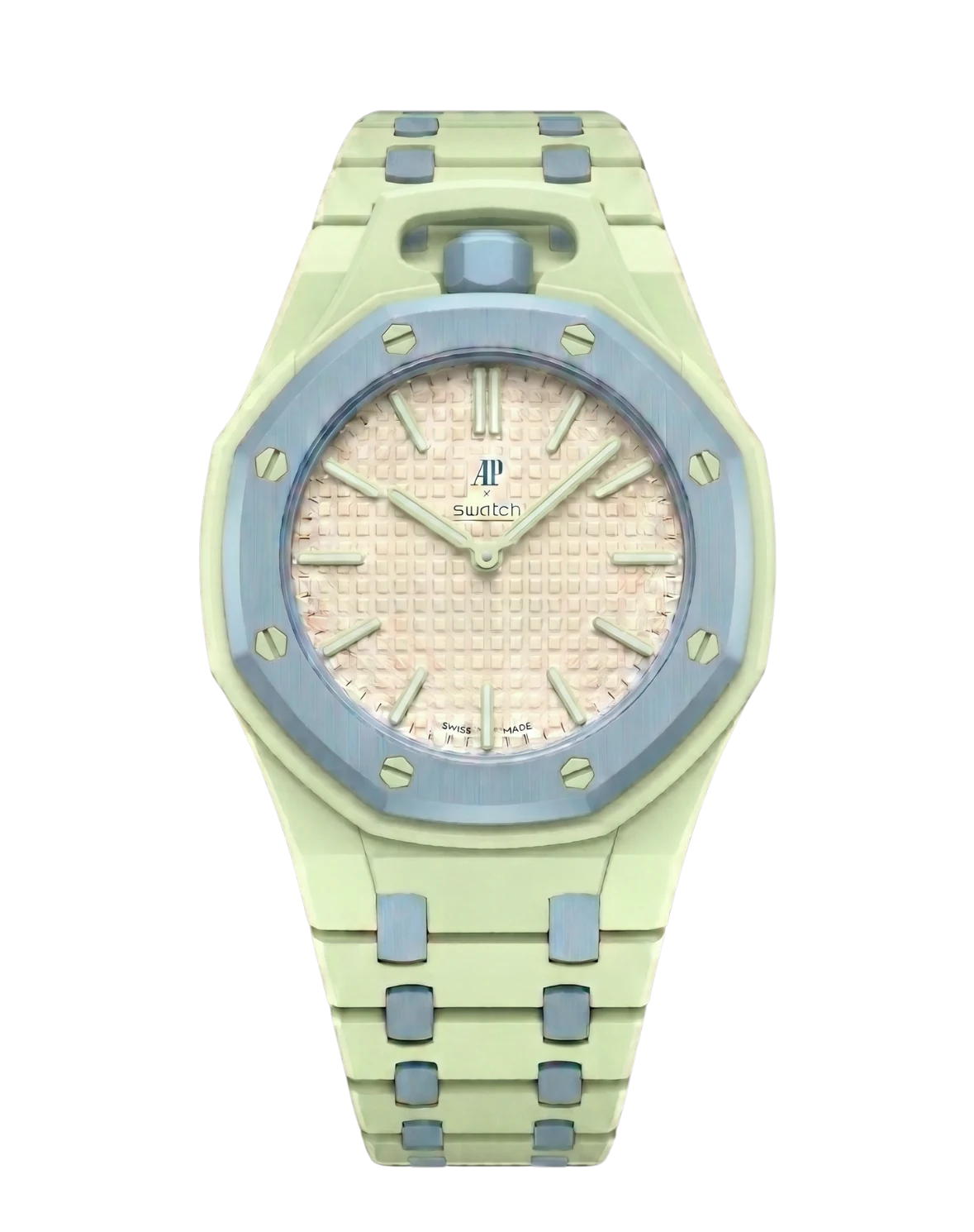 Royal Pop Green Eight watch strap for AP × Swatch Royal Pop pocket watch — Strap I, crown @ 12 o'clock